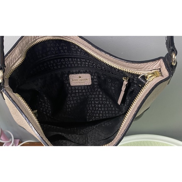 Kate Spade Bay Street Cora Crossbody Pebbled Leather Purse Black/Tan 10x11x1" - Picture 12 of 16